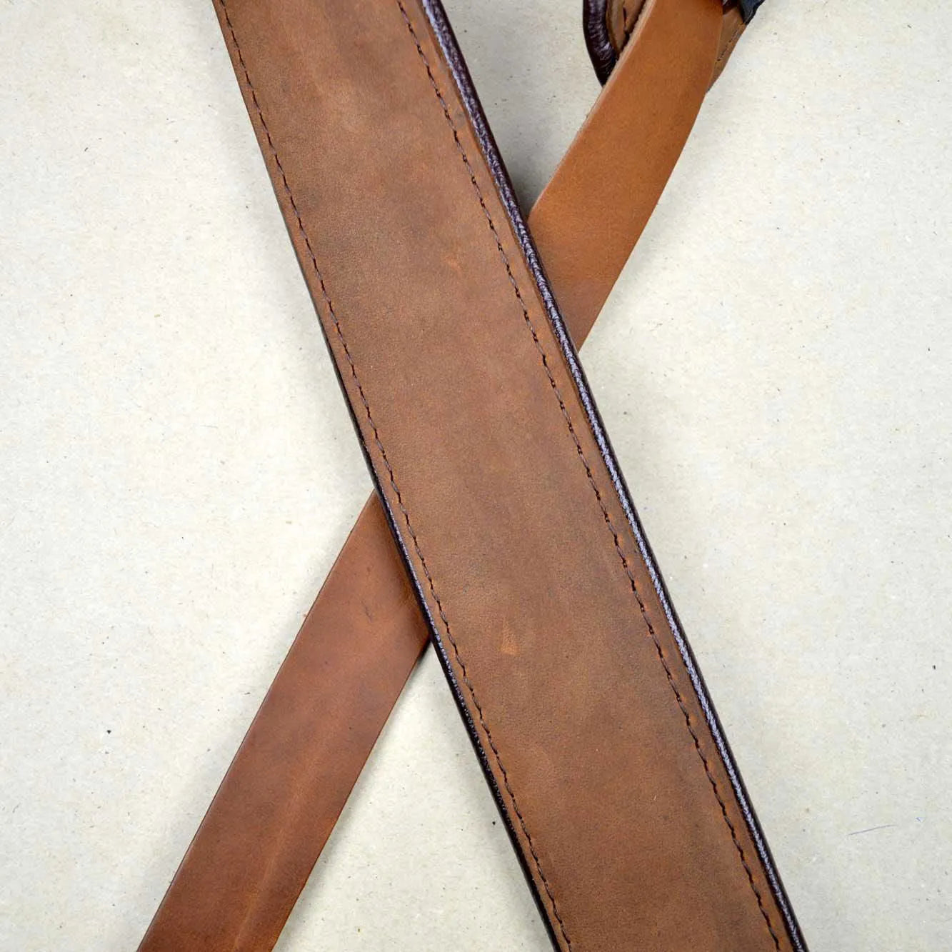 2″ Padded Upholstery Leather Guitar Strap Tan & Brown-Straps-Muso's Stuff