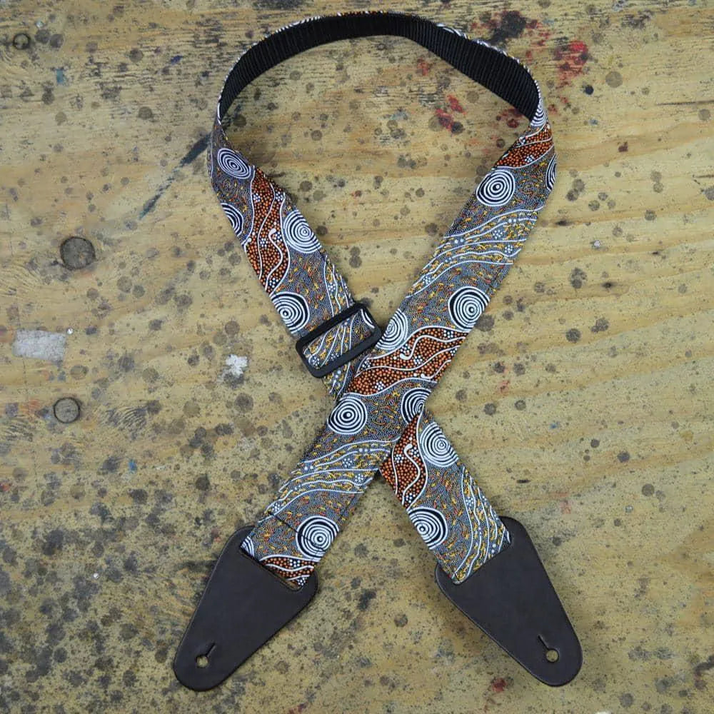 Aboriginal Art Rag Strap - Bush Camp-Straps-Muso's Stuff