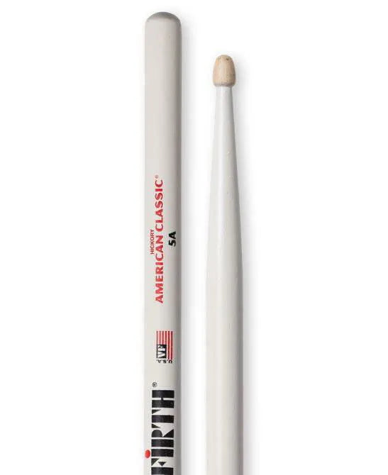 American Classic Wood Tip 5A WHITE-Drums & Percussion - Sticks & Mallets-Muso's Stuff