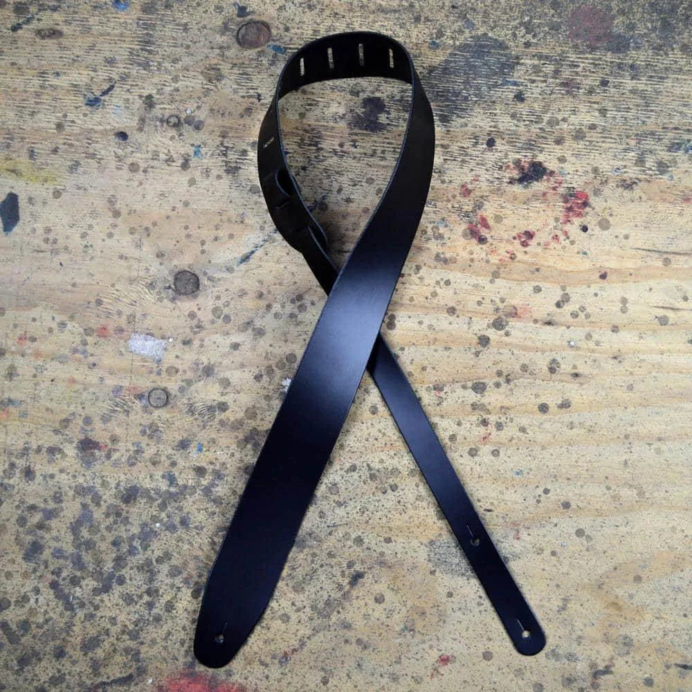 Black 2.5 inch Leather Guitar Strap - BAS-Straps-Muso's Stuff