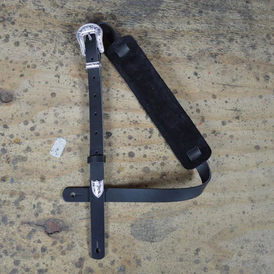 Black 50’s Style Leather Guitar Strap-Straps-Muso's Stuff