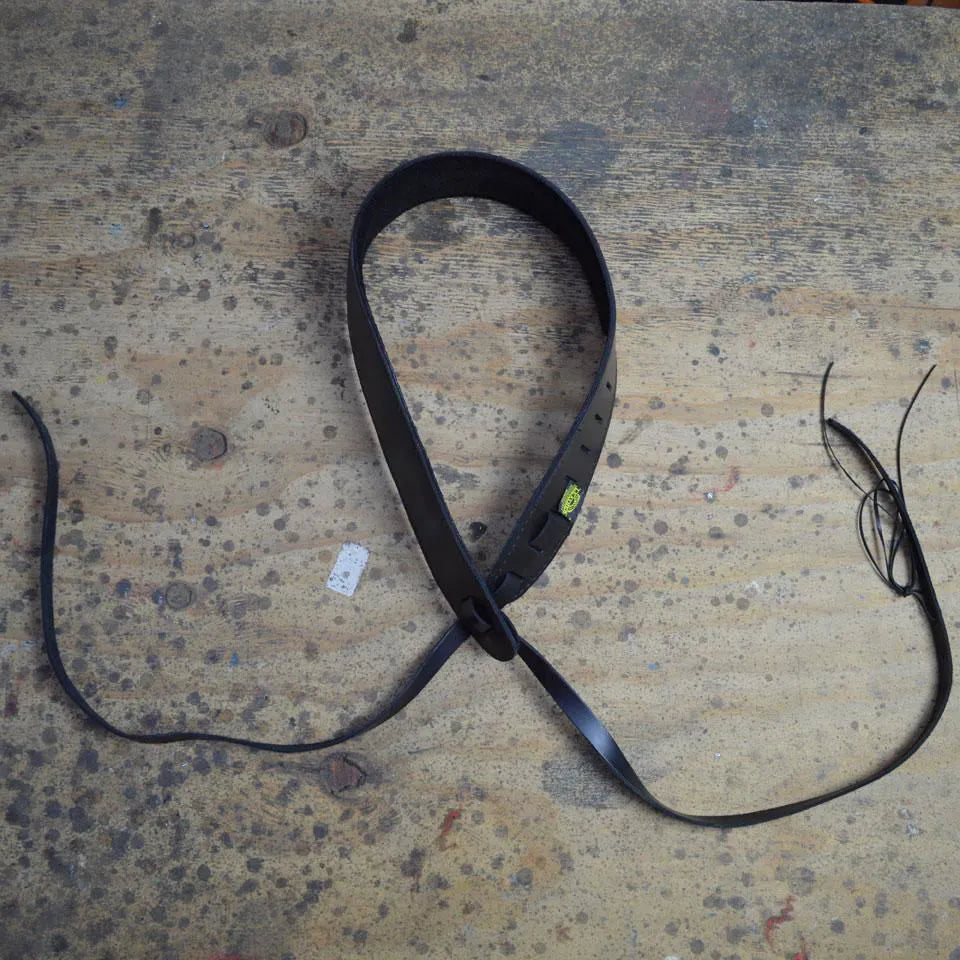 Black Leather Banjo Cradle With Foam Pad and Lacing-Straps-Muso's Stuff