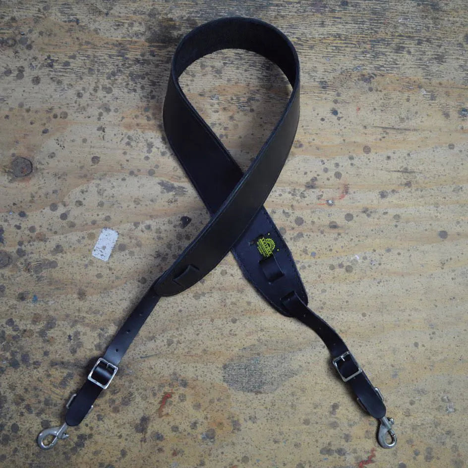 Black Leather Banjo Cradle with Hooks-Straps-Muso's Stuff