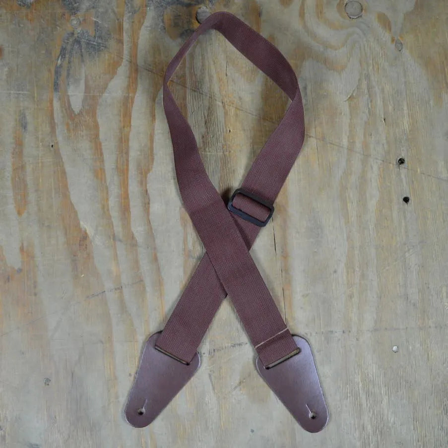 Brown Webbing with Heavy Duty Leather Ends Guitar Strap-Straps-Muso's Stuff