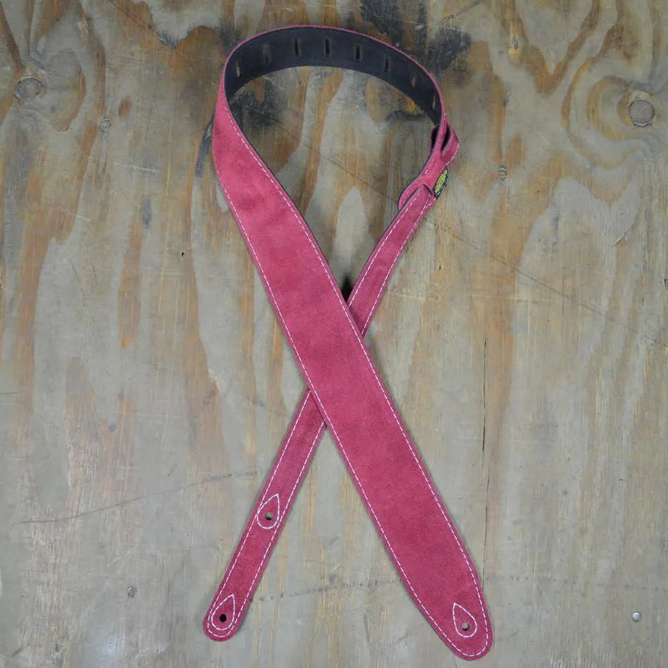 Burgundy Double Suede Guitar Strap-Straps-Muso's Stuff