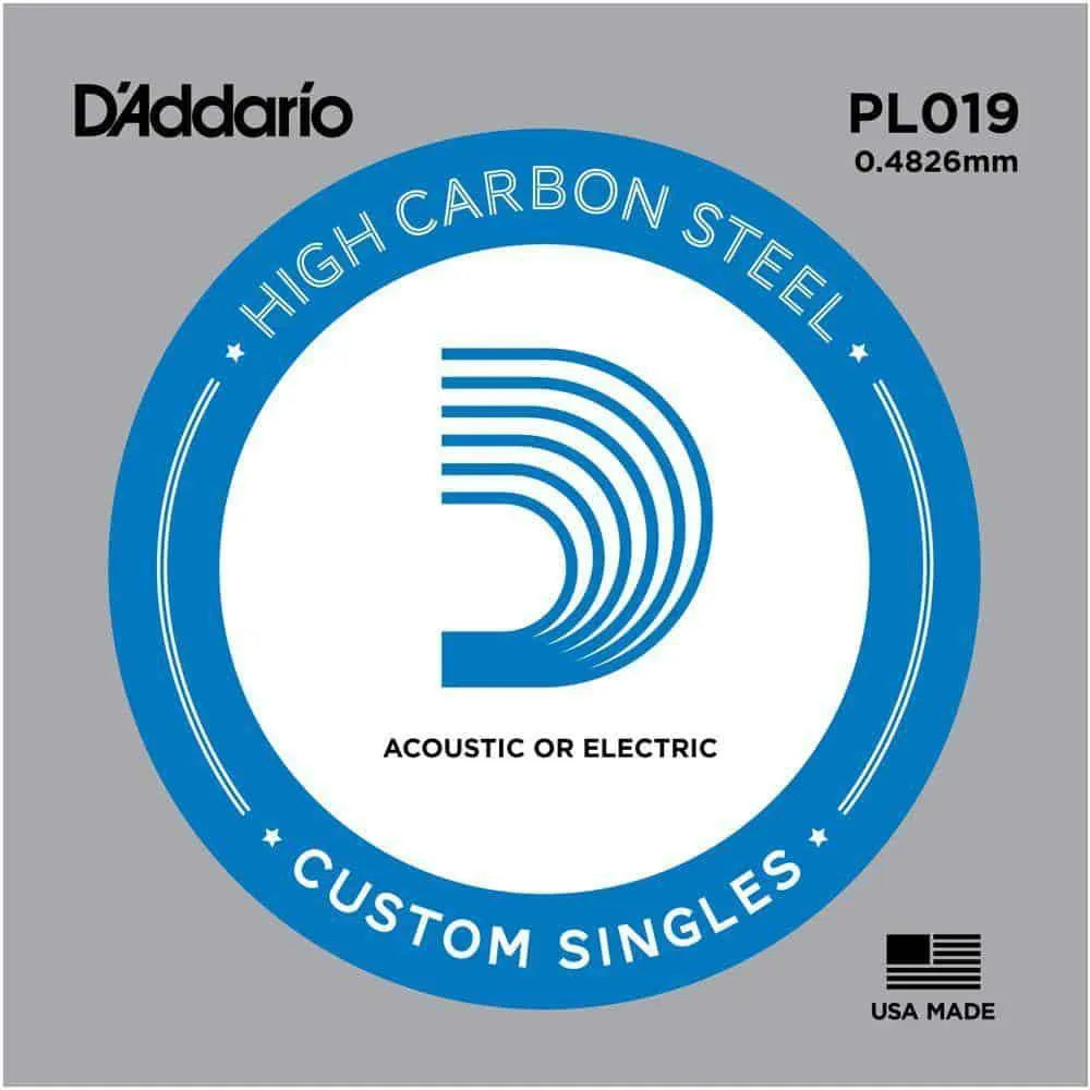 Daddario - Single .019 Acoustic or Electric Guitar String Plain Steel PL019-Strings - Singles-Muso's Stuff