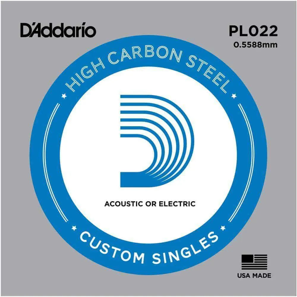 Daddario - Single .022 Acoustic or Electric Guitar String Plain Steel PL022-Strings - Singles-Muso's Stuff