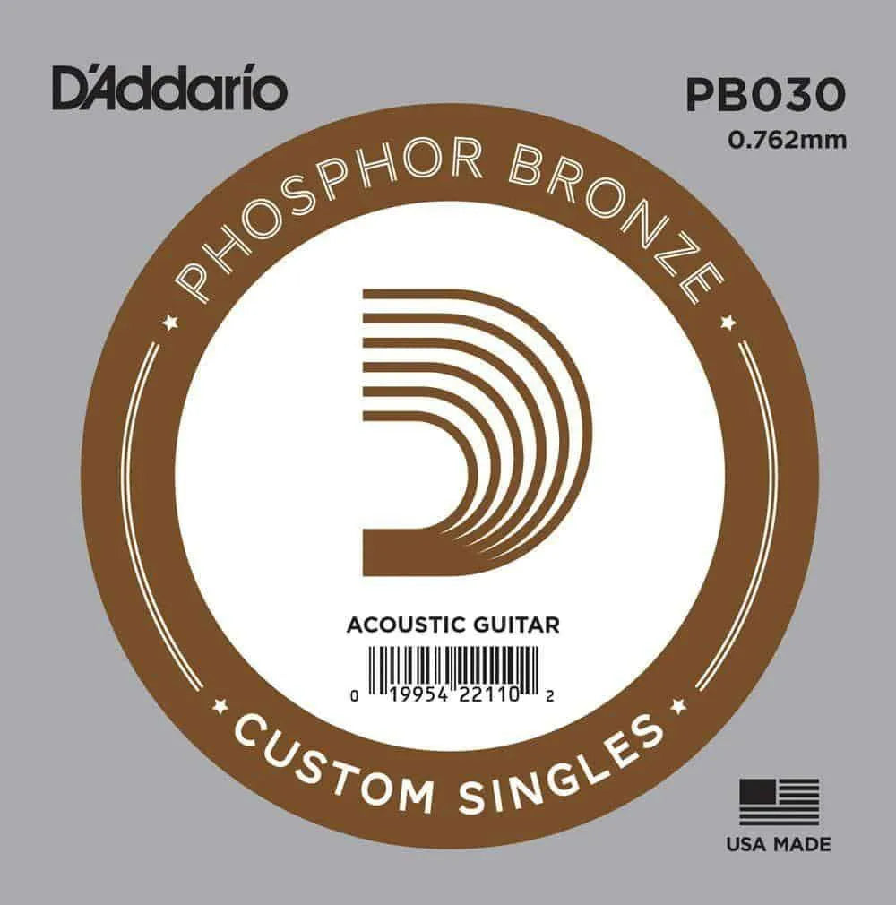 Daddario - Single .030 Acoustic Guitar String Phosphor Bronze PB030-Strings - Singles-Muso's Stuff