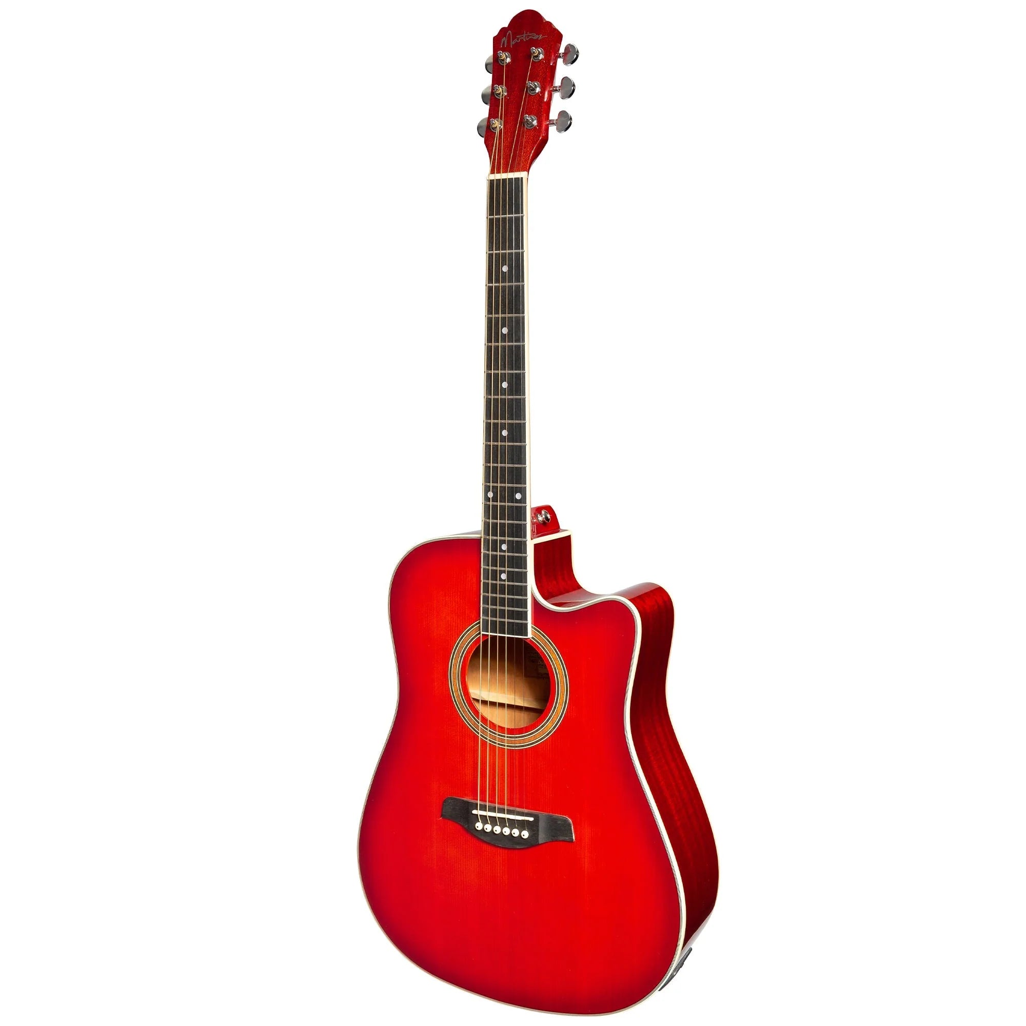 Martinez Gloss Body Acoustic Red Guitar