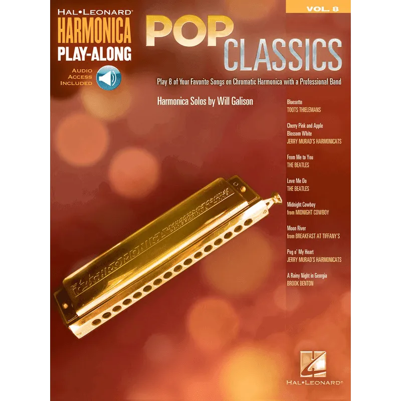 Pop Classics Harmonica Playalong V8 BK/OLA-Print Music-Hal Leonard-Muso's Stuff