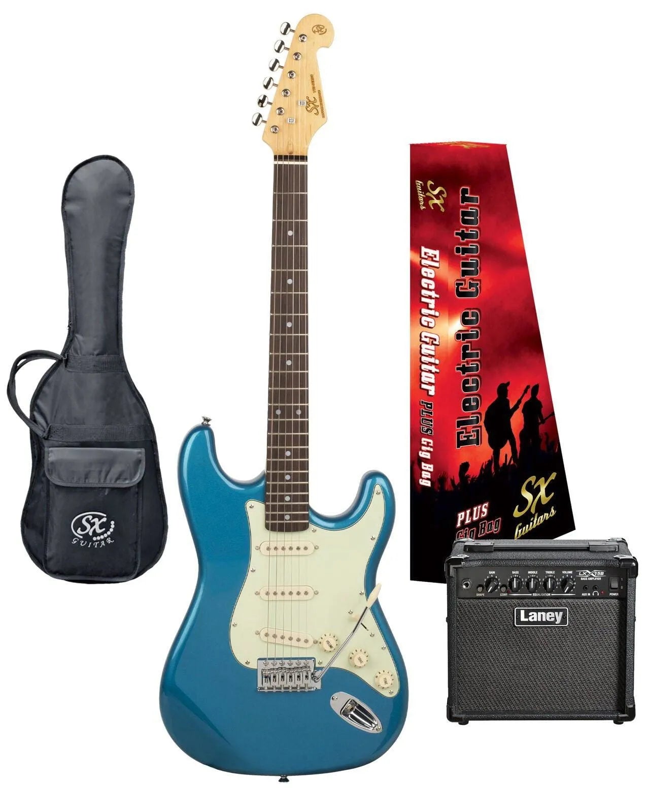 SX Blue Electric Guitar and LX15 Amp Pack-Guitars - Electric-SX-Muso's Stuff