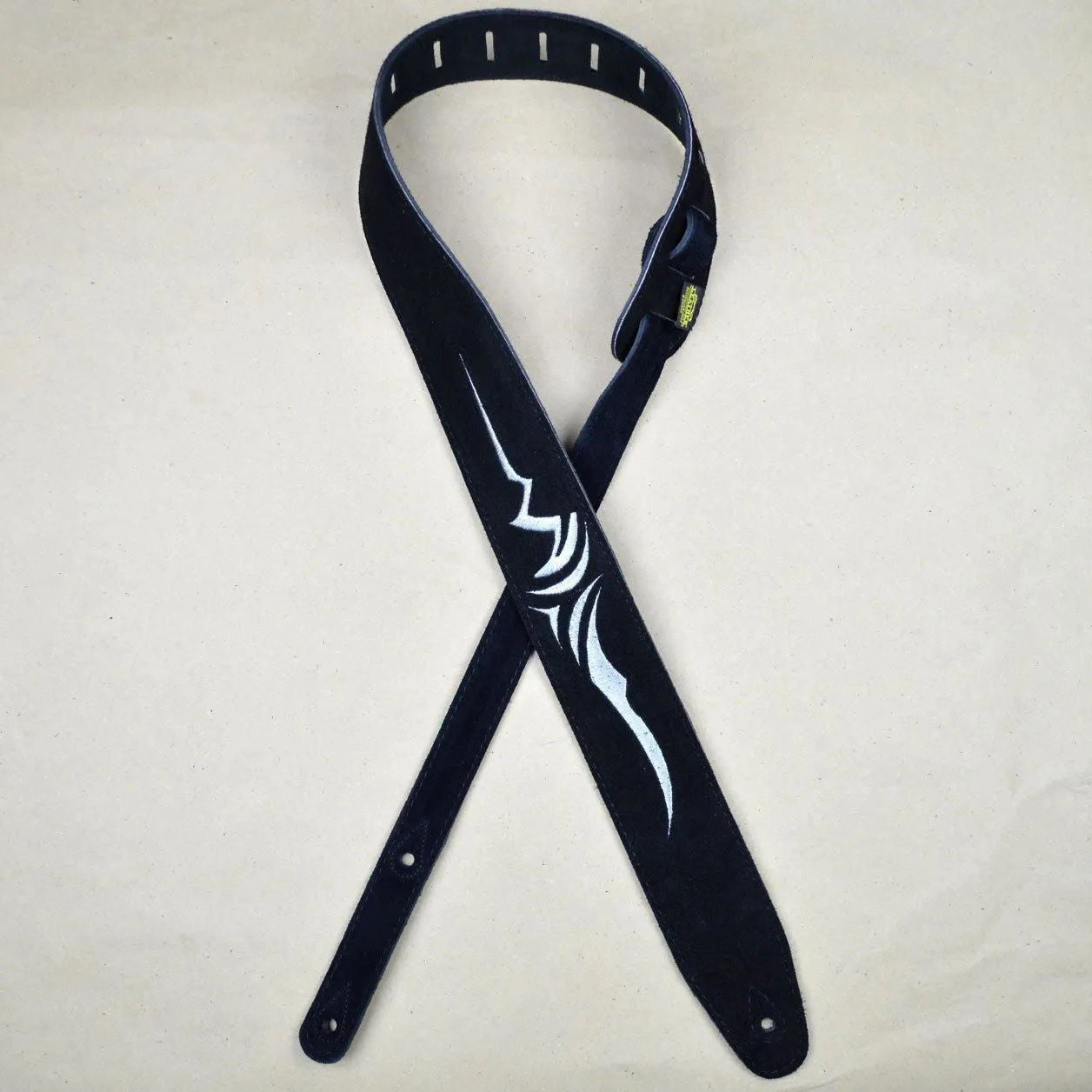 Silver Celtic Embroidered Black Suede Guitar Strap-Straps-Colonial Leather-Muso's Stuff