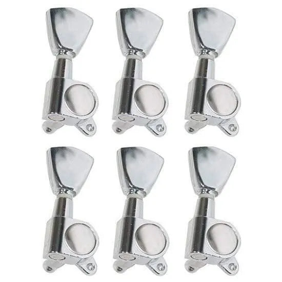 Dr. Parts 647 3-a-Side Diecast Machine Heads w/ Tulip Buttons - Set of 6 (Chrome)-Guitars - Parts and Accessories-Muso's Stuff