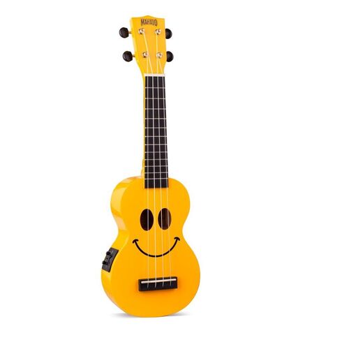 Mahalo Smiley Face Yellow Electric/Acoustic Ukulele