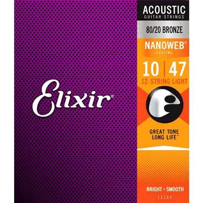 Elixir NANOWEB 10–47 12-String Acoustic Guitar Strings