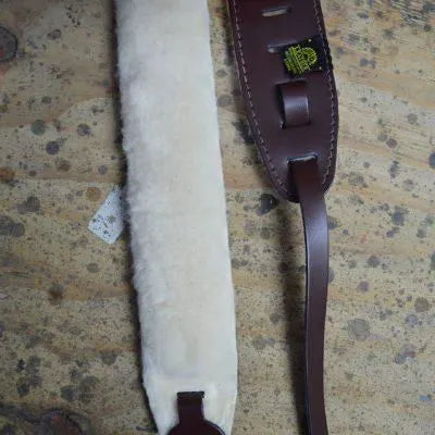Colonial Leather Banjo Cradle With Lambs Wool Brown CRADLEWOOLB