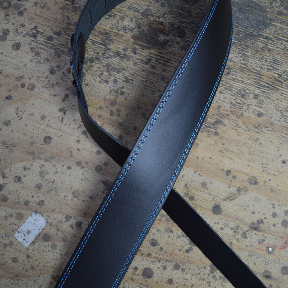 Colonial Leather Blue Stitched Leather Strap - BASST-BLU