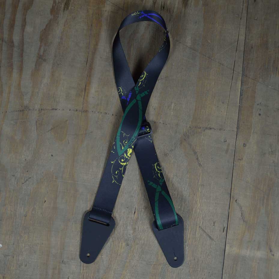 Colonial Leather Green Fish Printed Webbing Guitar Strap - GREFIS