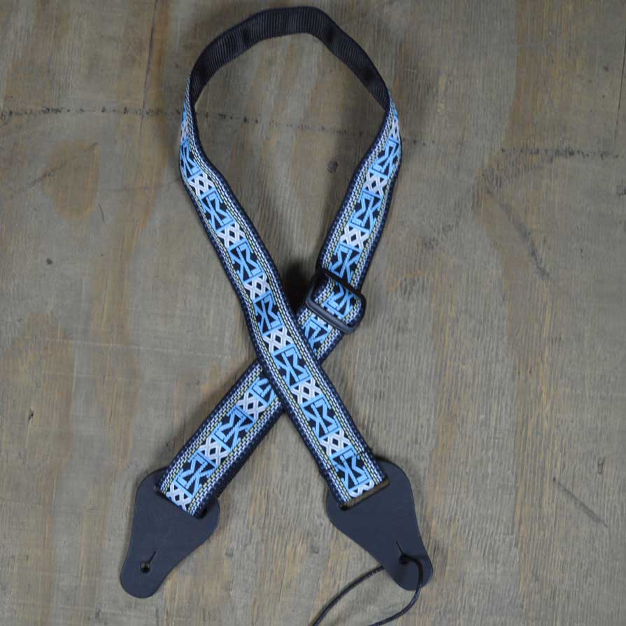 Colonial Leather Blue Aztec Jacquard Ukulele Strap - JUKE-BAZ