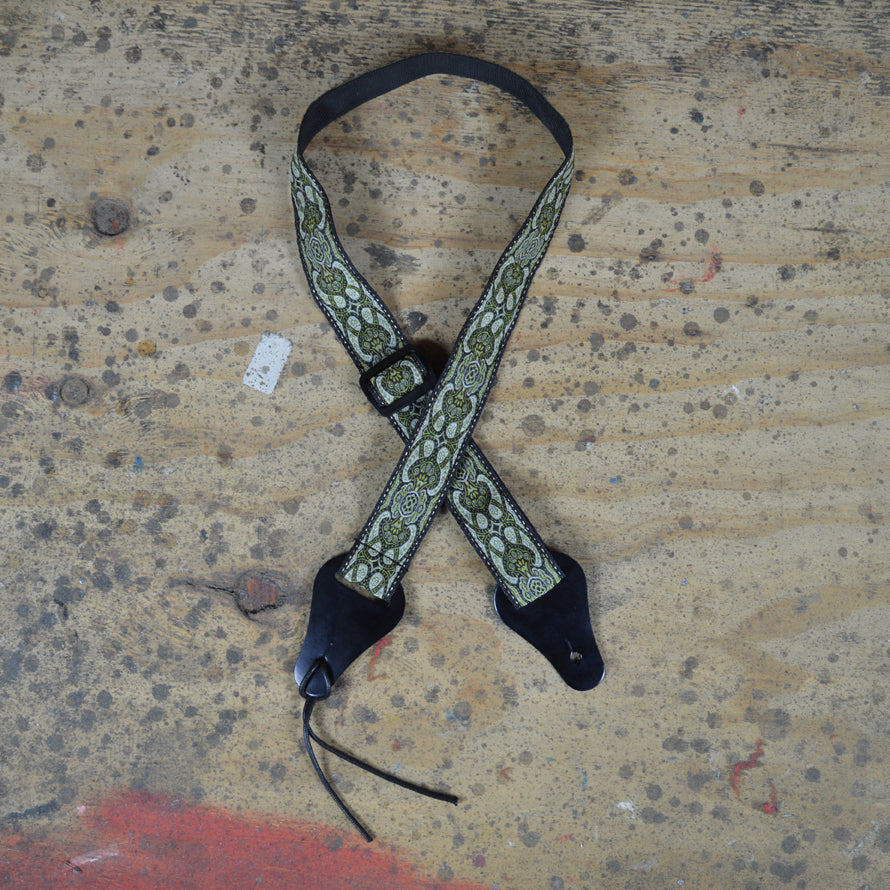Colonial Leather Green Jacquard Ukulele Strap - JUKE-G
