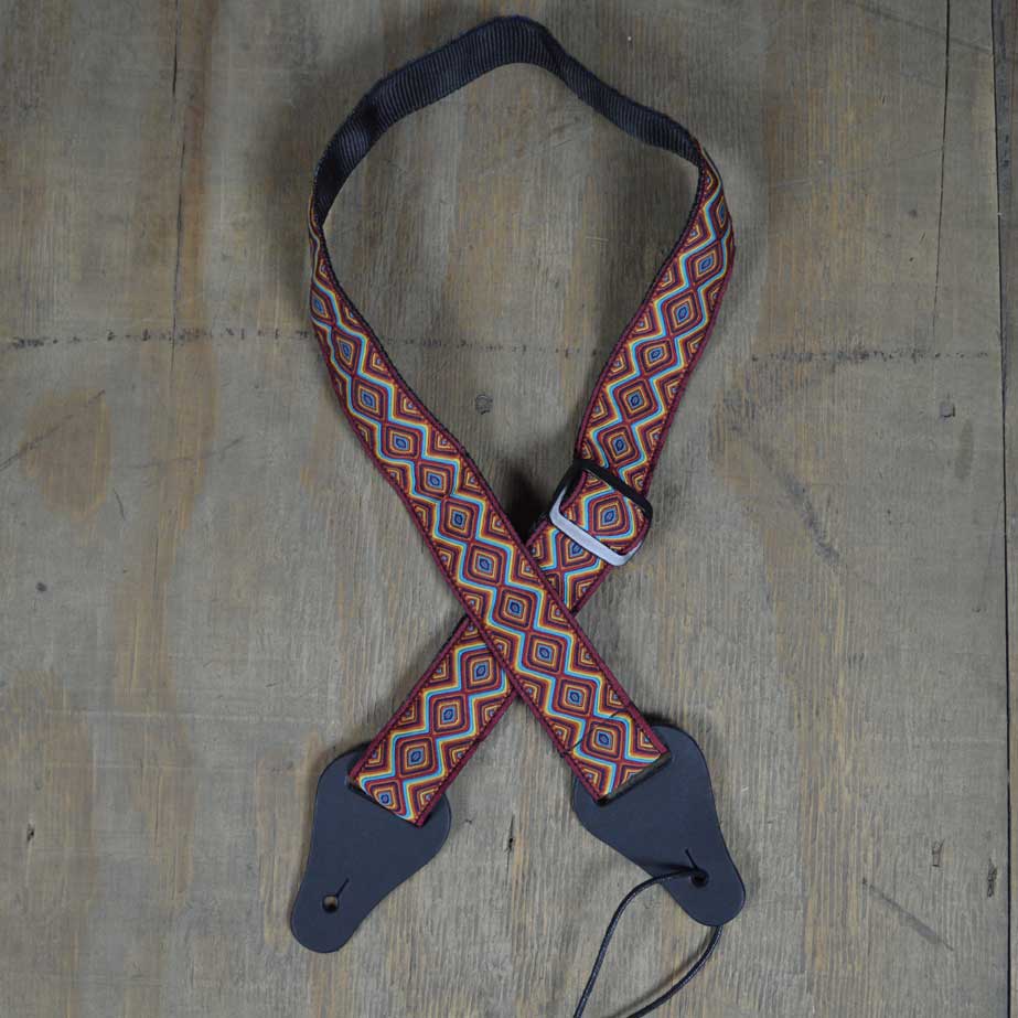Colonial Leather Red Psychedelic Jacquard Ukulele Strap - JUKE-RPY