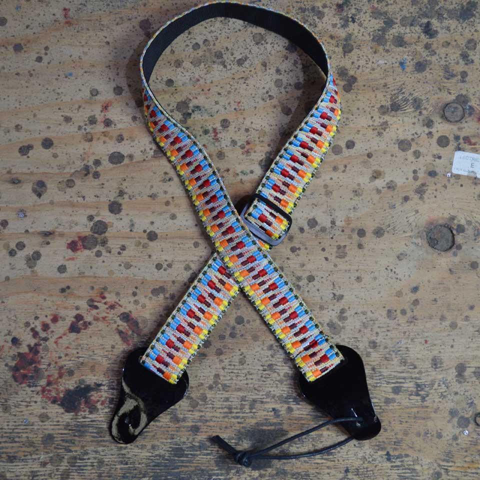 Colonial Leather Tan Zig Zag Jacquard Ukulele Strap - JUKE-TZZ