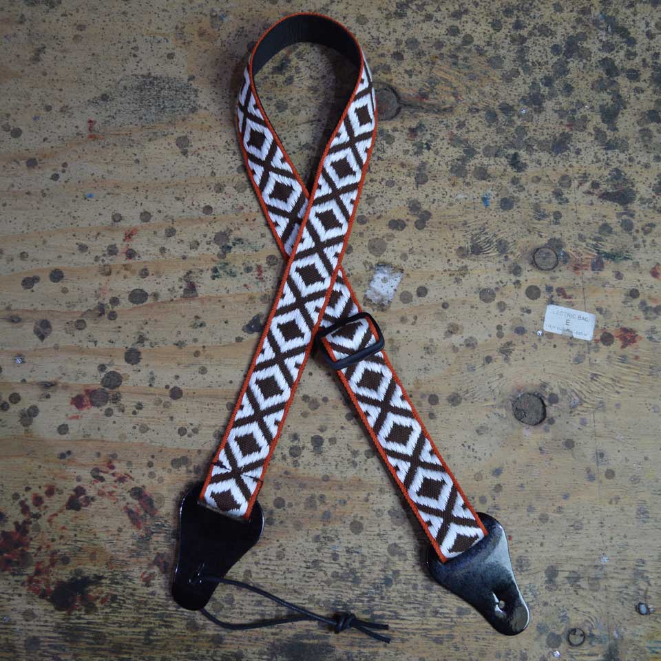 Colonial Leather White Diamonds Jacquard Ukulele Strap - JUKE-WHD