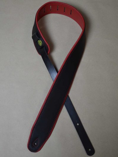 Colonial Leather SOUP25-BKRE black and red 2.5 inch padded leather guitar strap