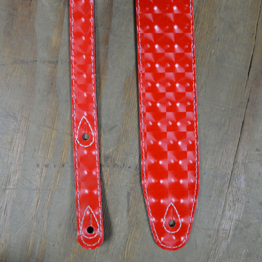 Colonial Leather 2.5 inch Guitar Strap Red Hologram Suede Backed - POS25-HOR