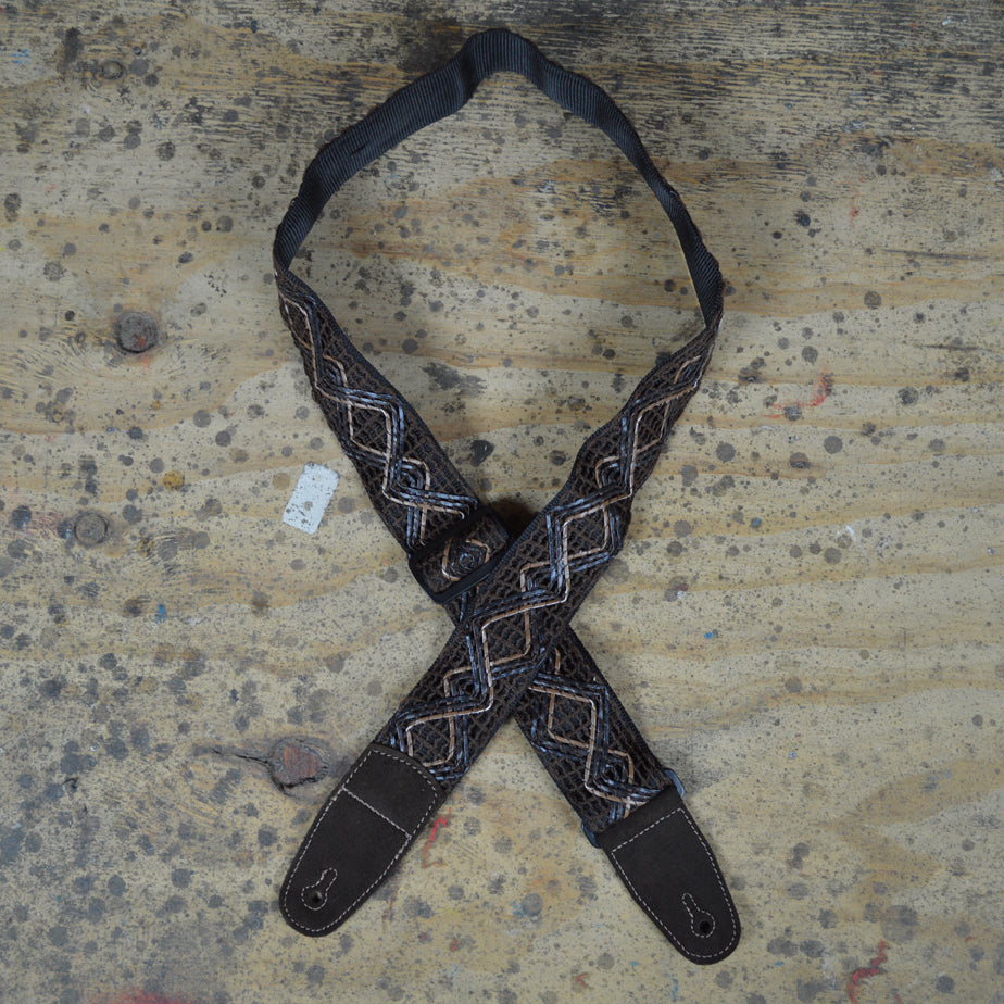 Colonial Leather Dark Brown Lacing Rag Guitar Strap - RL01
