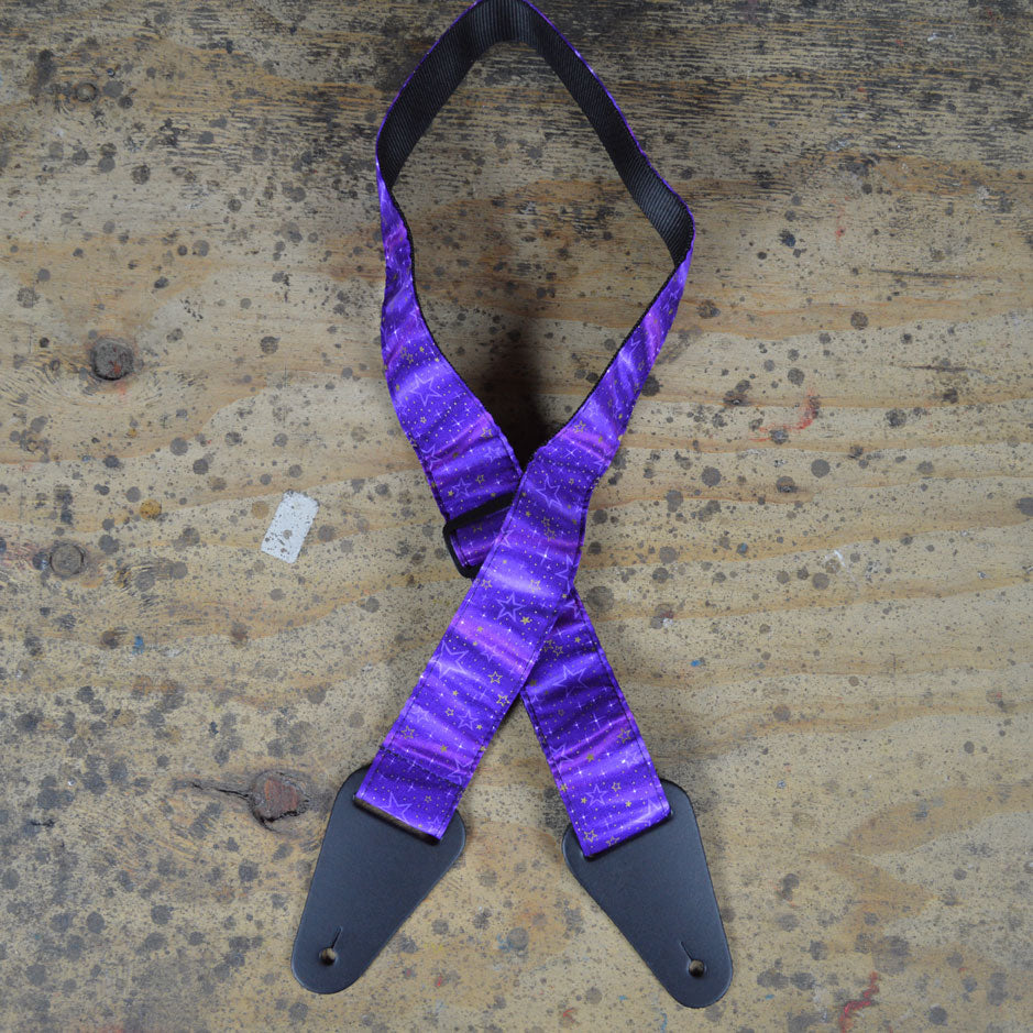 Colonial Leather Guitar Strap Rag Purple Stars - RS13
