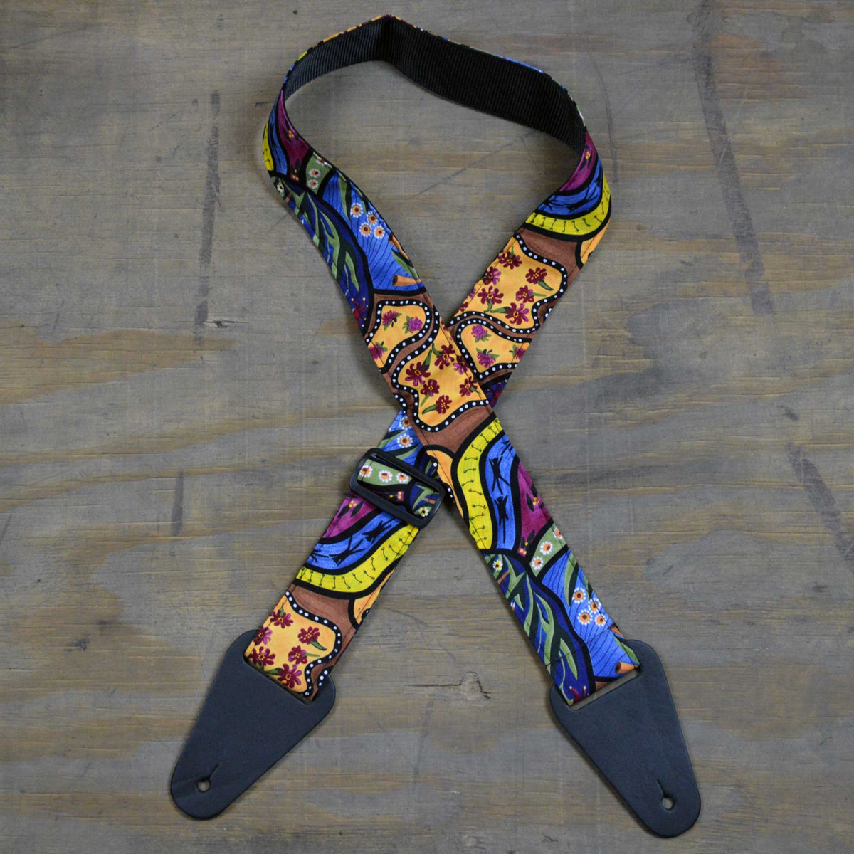 Colonial Leather Native Fauna Aboriginal Art guitar strap RSI-14