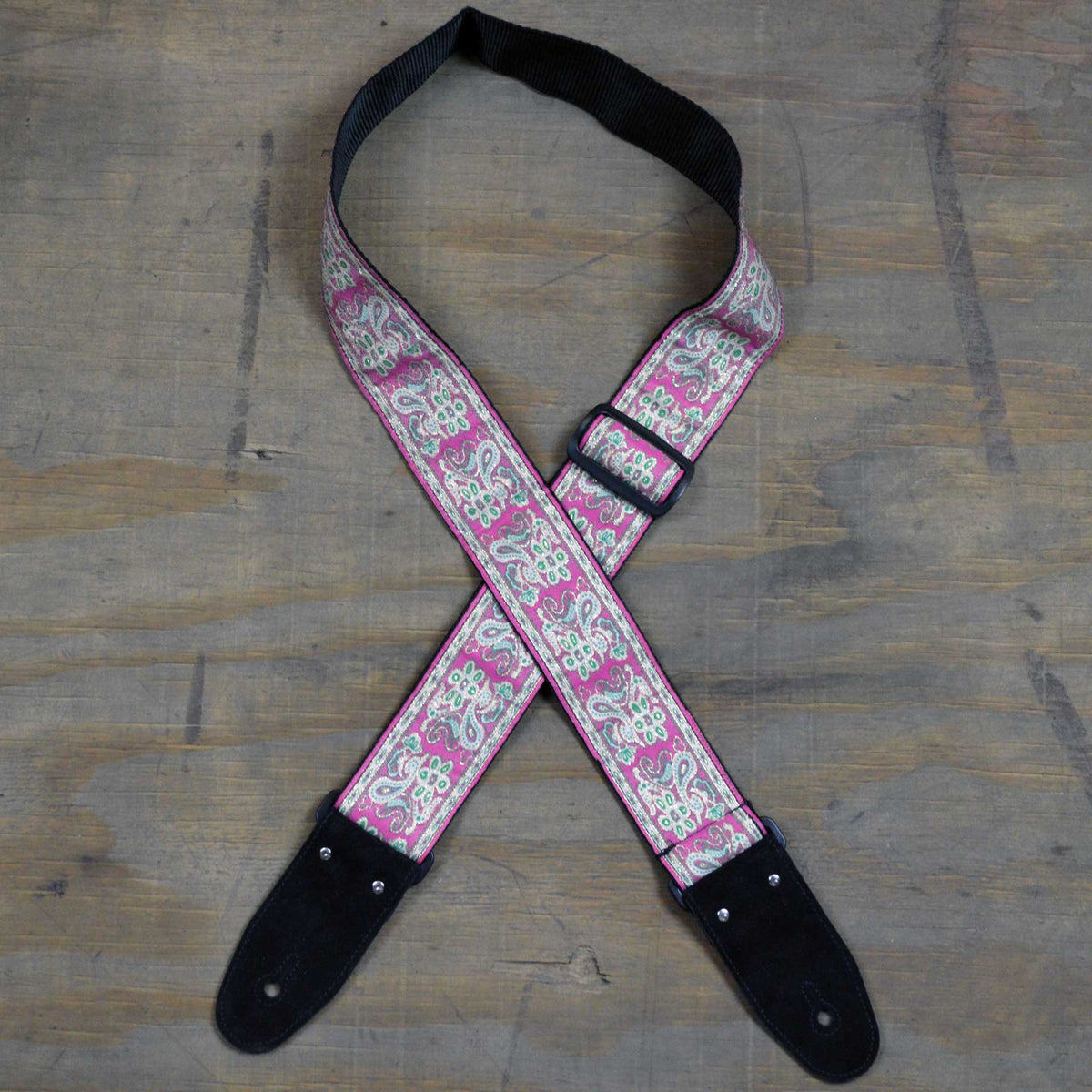 Colonial Leather Pale Pink Jacquard Webbing Guitar Strap - RSJ-14