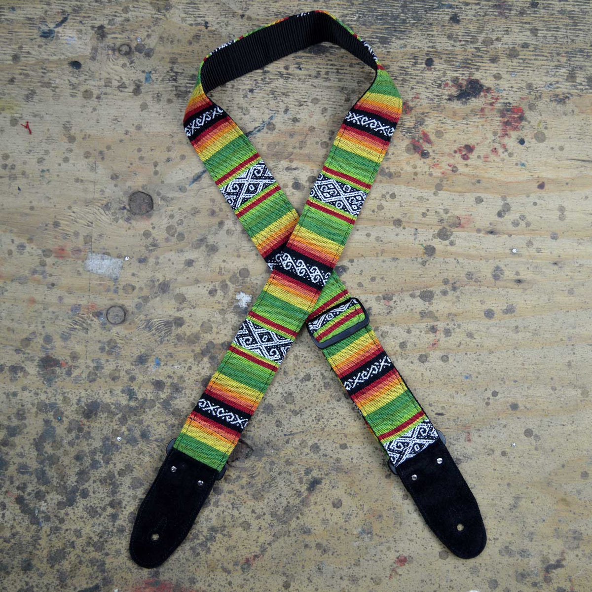 Colonial Leather lime rasta guitar strap RSR-LI