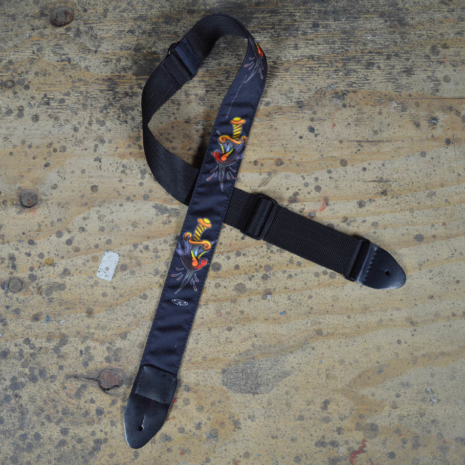 Colonial Leather Guitar Strap Dagger And Bird - TSDAG