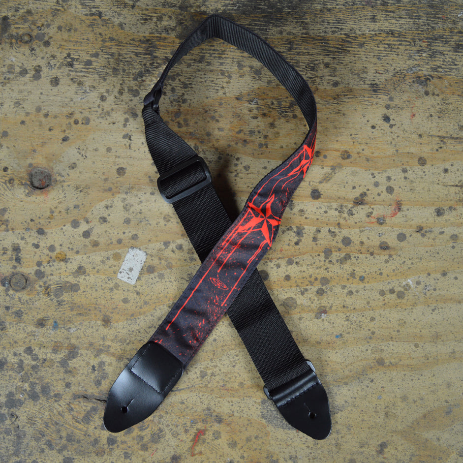 Colonial Leather Tattoo Guitar Strap Red Stars - TSSTARR