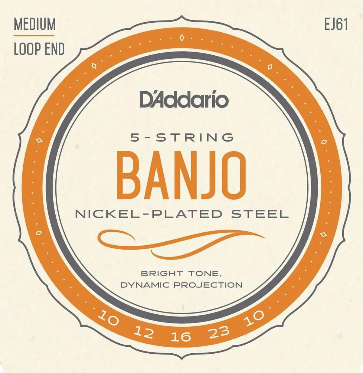 D'Addario EJ61 10β23 Medium Banjo Strings