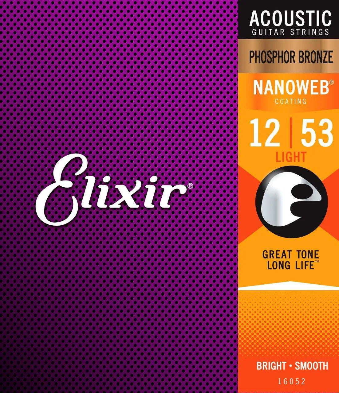 Elixir NANOWEB 12–53 Phosphor Bronze Acoustic Guitar Strings