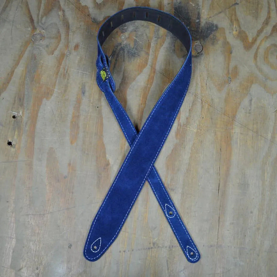 Colonial Leather Blue Double Suede Guitar Strap