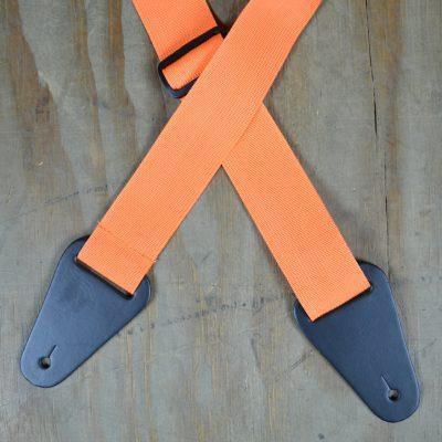 Orange Webbing with Heavy Duty Leather Ends Guitar Strap - Straps by Colonial Leather at Muso's Stuff