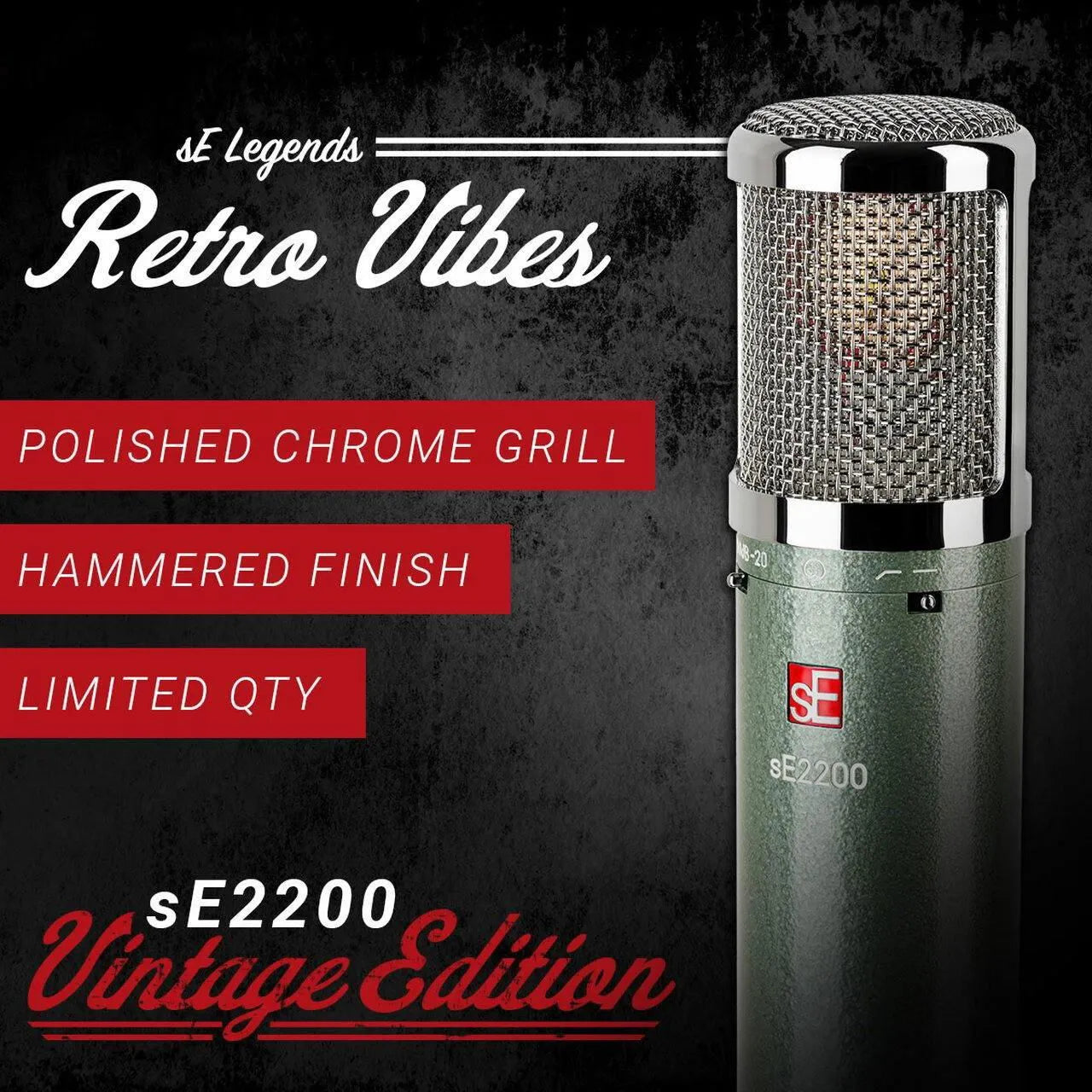 sE sE2200 VINTAGE EDITION Large-Diaphragm Cardioid Condenser Microphone-Live & Recording - Microphones-sE Electronics-Muso's Stuff