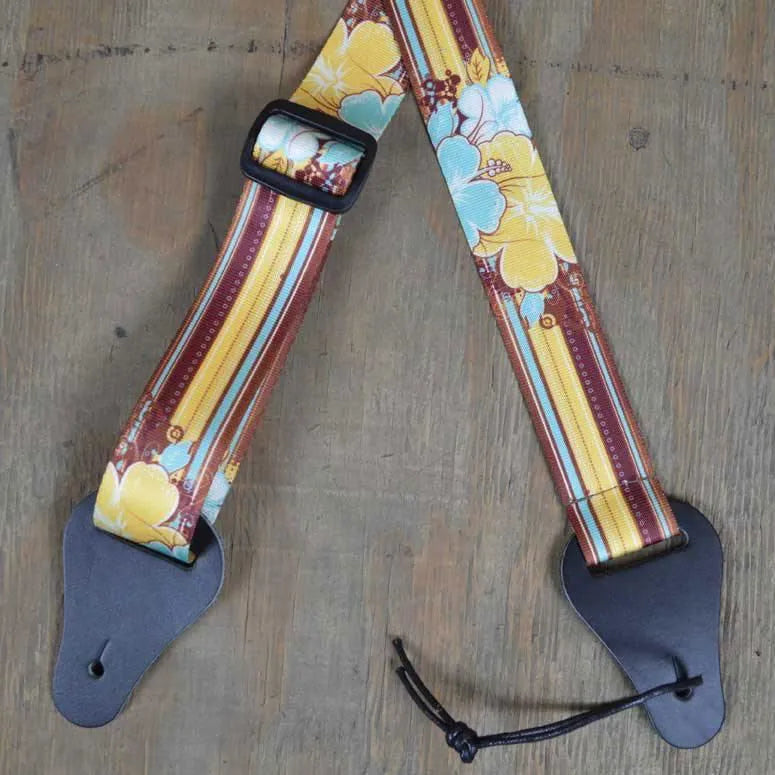 Colonial Leather Stripes Printed Webbing Ukulele Strap
