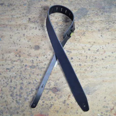 Colonial Leather 2.5" Sueded Black Solid Hide Leather Guitar Strap