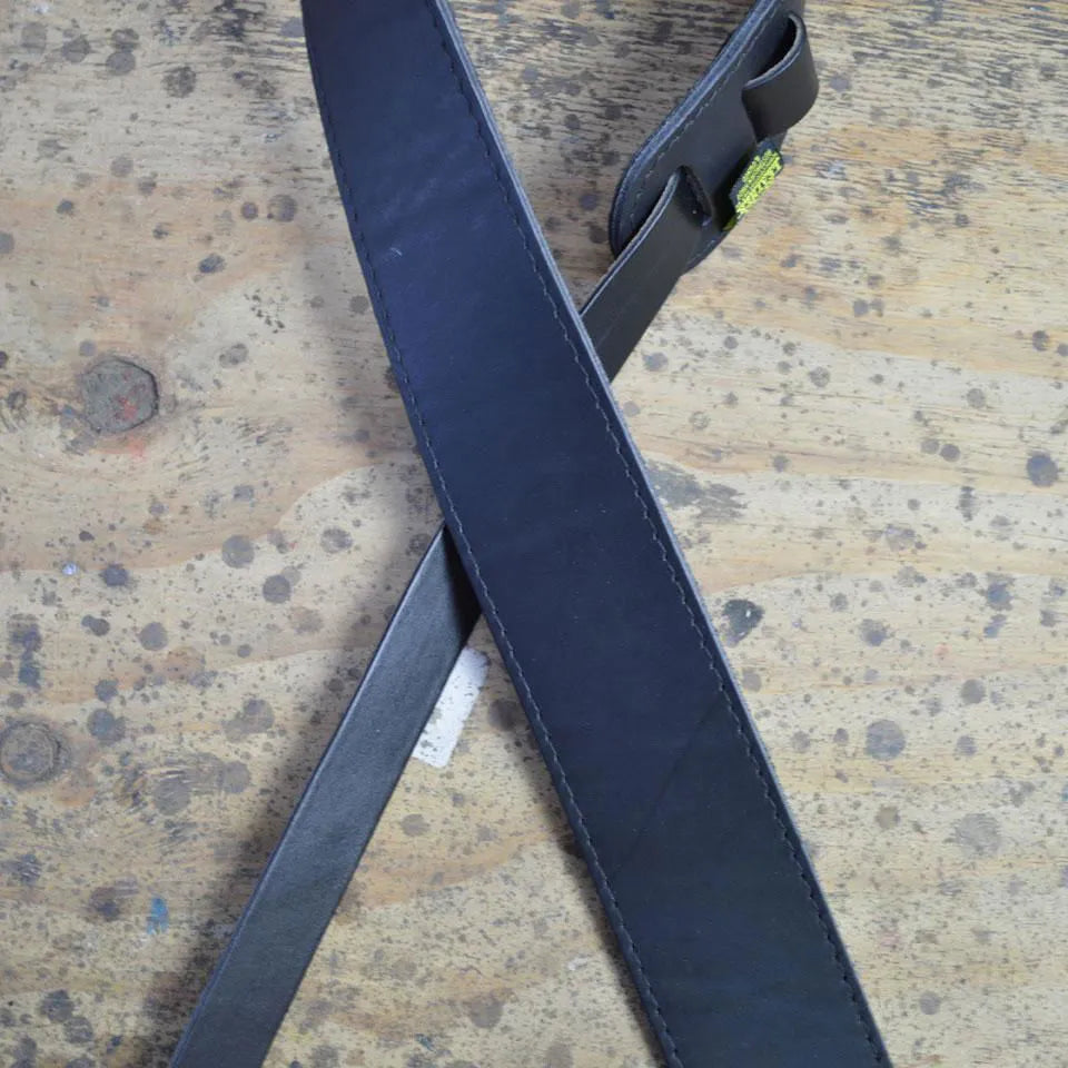 Colonial Leather 2.5" Sueded Black Solid Hide Leather Guitar Strap