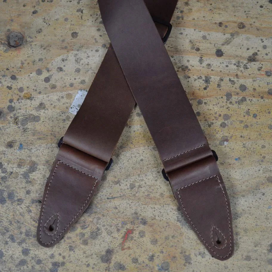 Colonial Leather 3″ Brown Soft Leather Slide Adjustable Guitar Strap