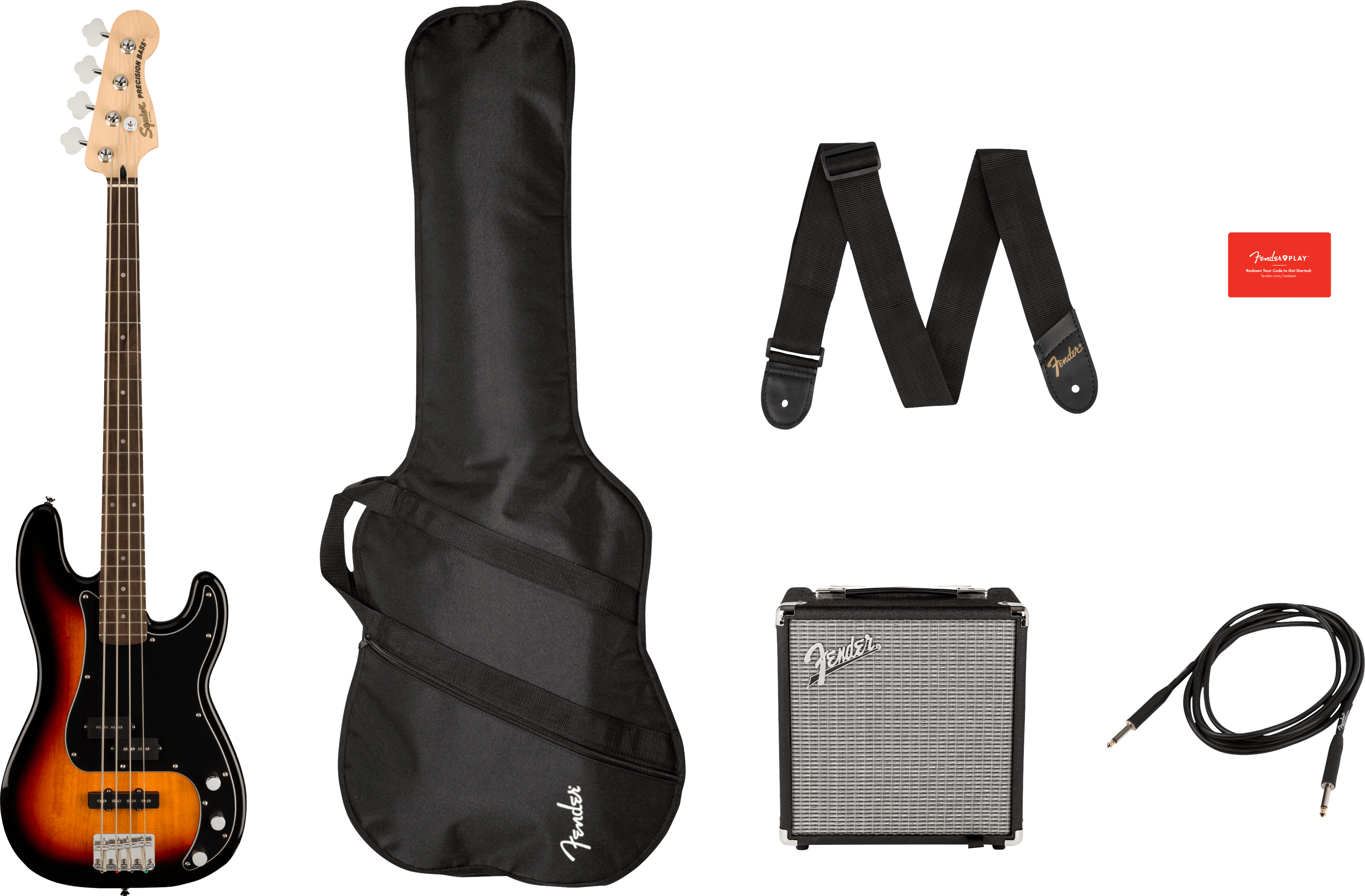 Affinity Series Precision Bass PJ Pack Laurel Fingerboard 3-Color Sunburst Gig Bag Rumble 15 - 240V AU