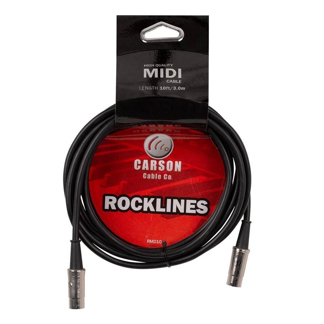 10 Ft Midi Cable Chrome Plugs 6Mm O/D Black - Accessories - Cables & Adaptors by Carson at Muso's Stuff