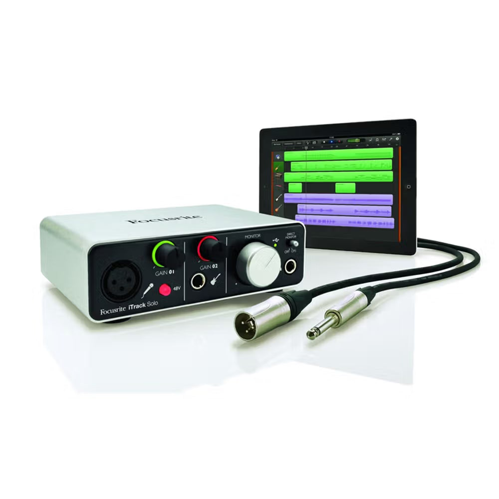 iTrack Solo Lightning 2 In/2 Out Compact Desktop Audio Interface with 1 Mic Preamp for Mac, PC and iPad