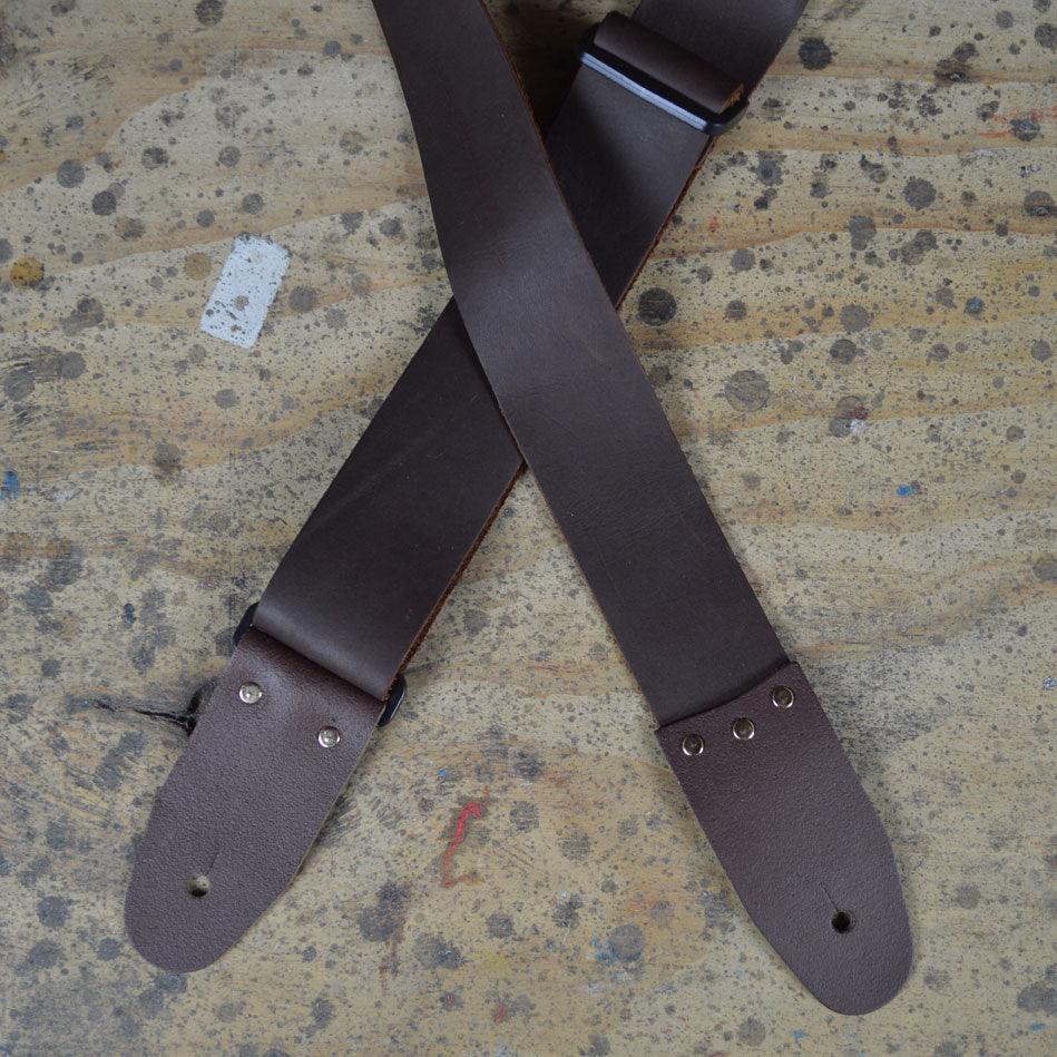 2" Brown Soft Leather Slide Adjustable Guitar Strap - Straps by Colonial Leather at Muso's Stuff