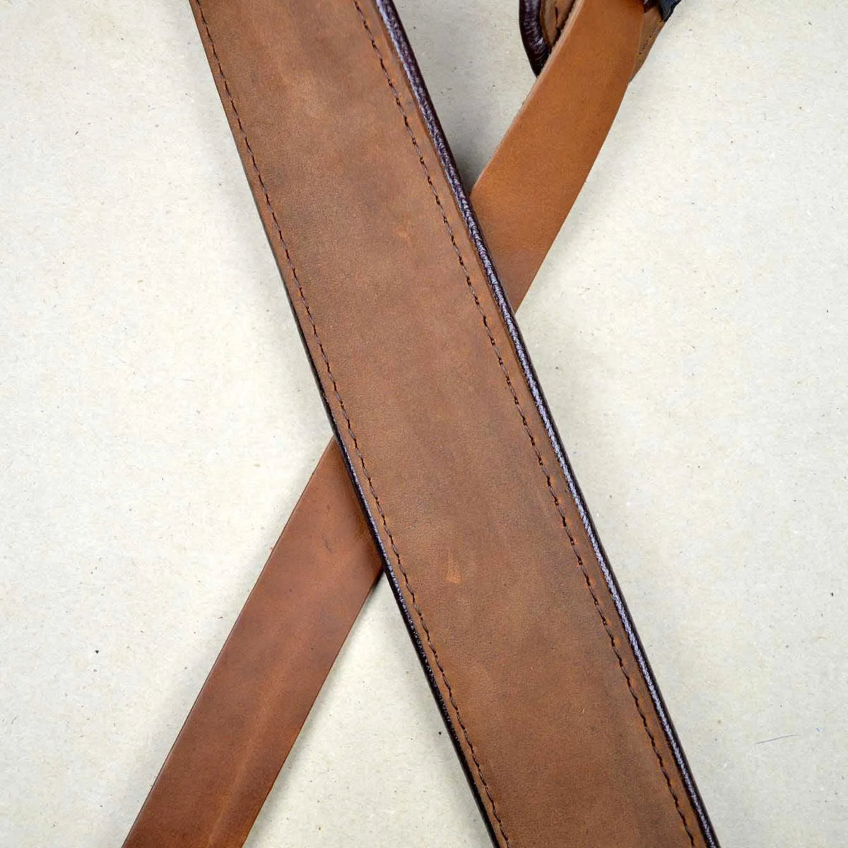 Colonial Leather 2″ Padded Upholstery Leather Guitar Strap Tan & Brown